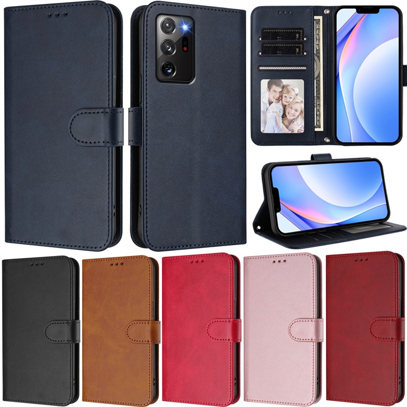 หรูหราสําหรับ Samsung Galaxy หมายเหตุ 20 Ultra S10 Plus หมายเหตุ 10 + S20 Ultra หมายเหตุ 10 Lite S23 FE 5G S10 Lite S21 FE S9 Plus S20 FE Matte กระเป๋าสตางค์หนังฝาครอบกรณี