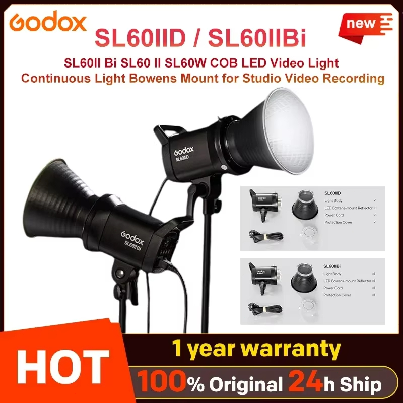 Godox SL60IIBi SL60IID COB ไฟวิดีโอ LED 2.4G ไร้สาย/บลูทูธควบคุมไฟต่อเนื่อง Bowens Mount สําหรับบันท