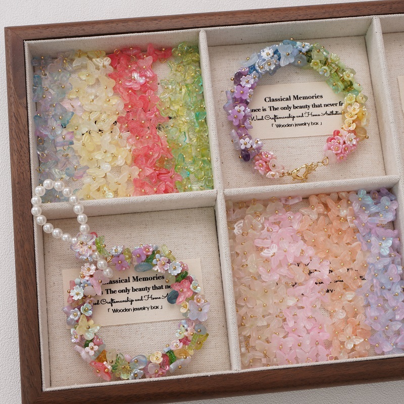 5ชิ้นแสงสีผีเสื้อจี้อุปกรณ์แก้ว ทําเอง สร้อยข้อมือแฮนด์เมดต่างหูจี้