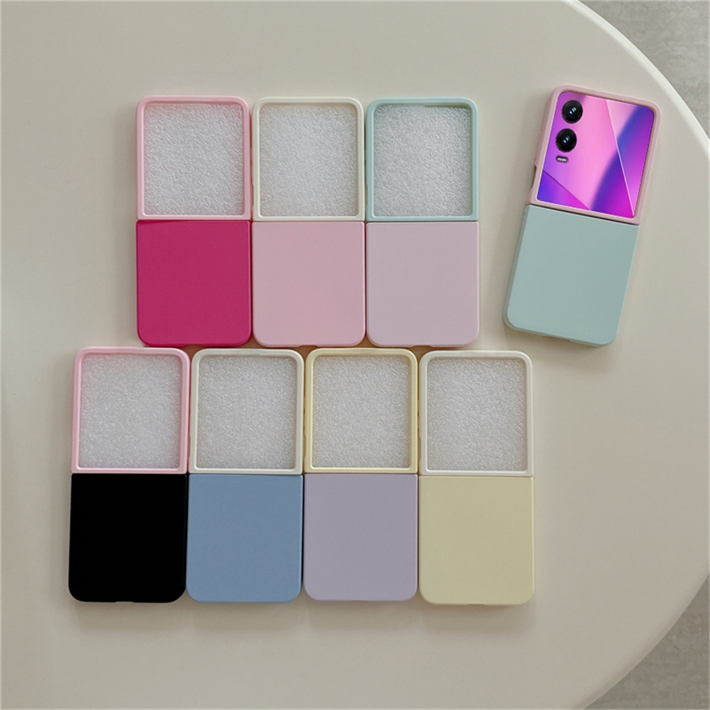 Ins Simple น่ารักเกาหลีบล็อกสีเคสโทรศัพท์สําหรับ Infinix Zero Flip Tecno Phantom V Flip2 5g Hard ฝาหลัง