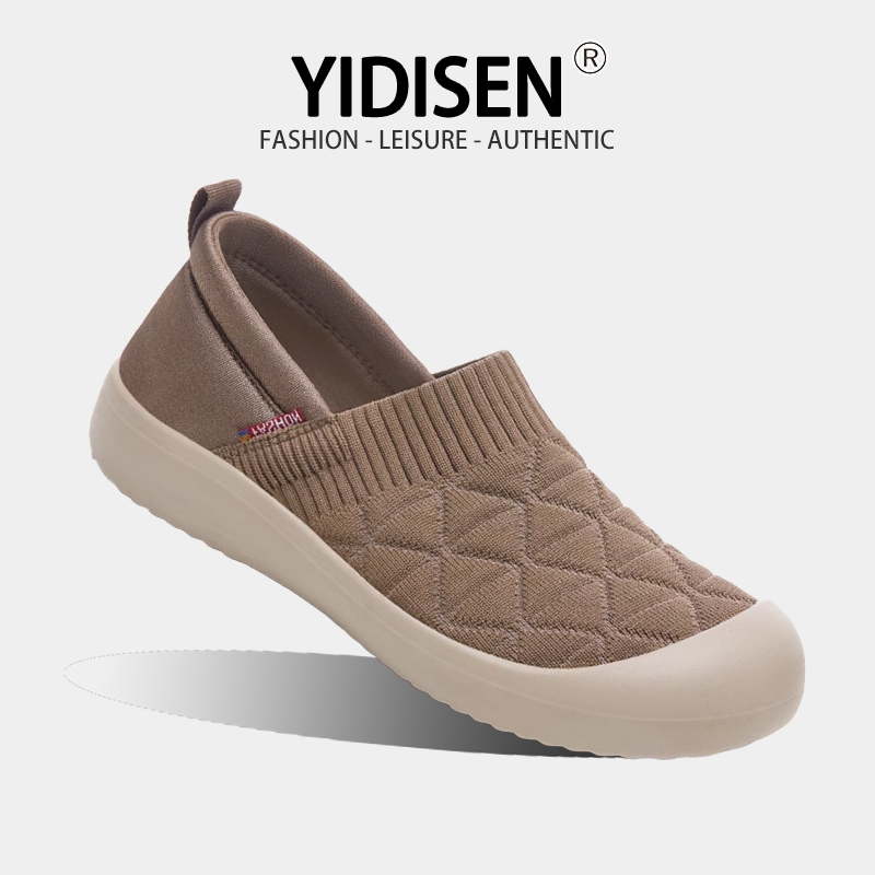 YIDISEN เอเชียตะวันออกเฉียงใต้ ขายดี!K รองเท้าลําลองแบบถักระบายอากาศ ดีไซน์แบบสวม สะดวกสุดๆ