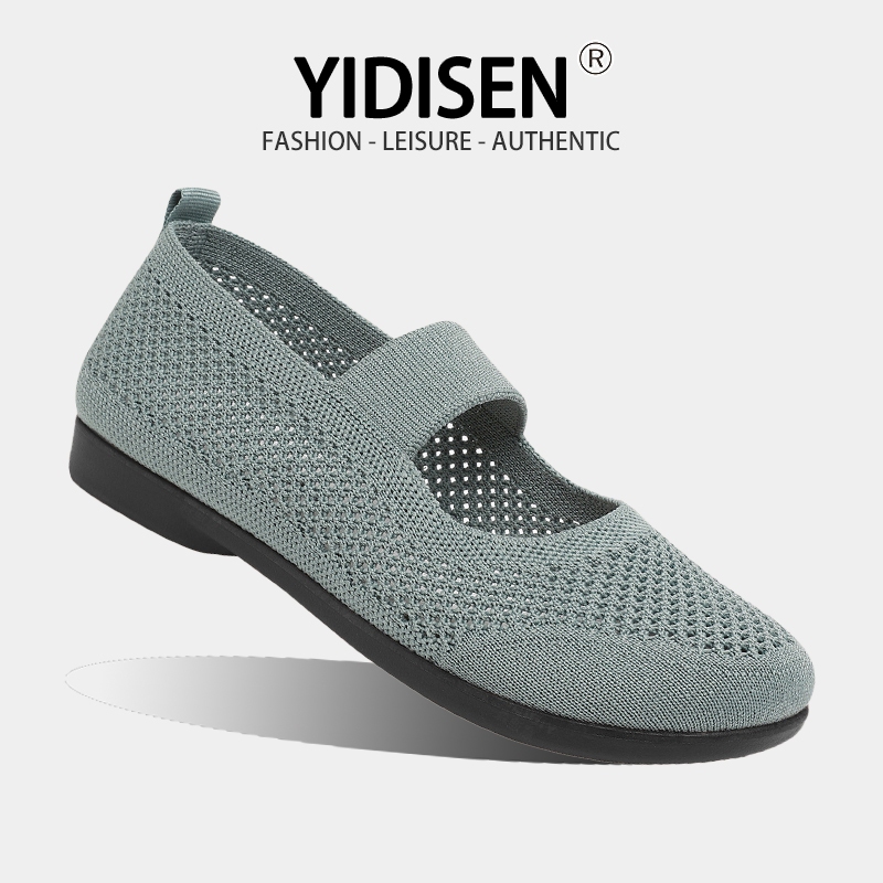 YIDISEN สลิปออนพื้นผิวตาข่ายระบายอากาศ, ตกแต่งหัวเข็มขัด, ระบายอากาศได้สบาย, สไตล์ยอดนิยม