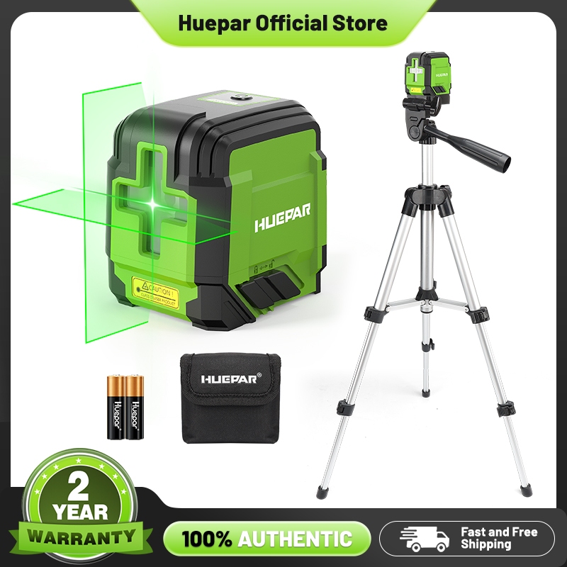 Huepar 2 Lines Laser Level พร้อมขาตั้งกล้อง 98Ft Green Self Leveling Cross Line Laser วัดที่แม่นยํา