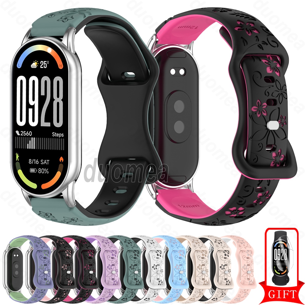 สายรัดข้อมือซิลิโคนอุปกรณ์เสริมวงนูนสําหรับ Xiaomi Smart Band 10 9 8 / Mi Band 10 Ceramic Edition