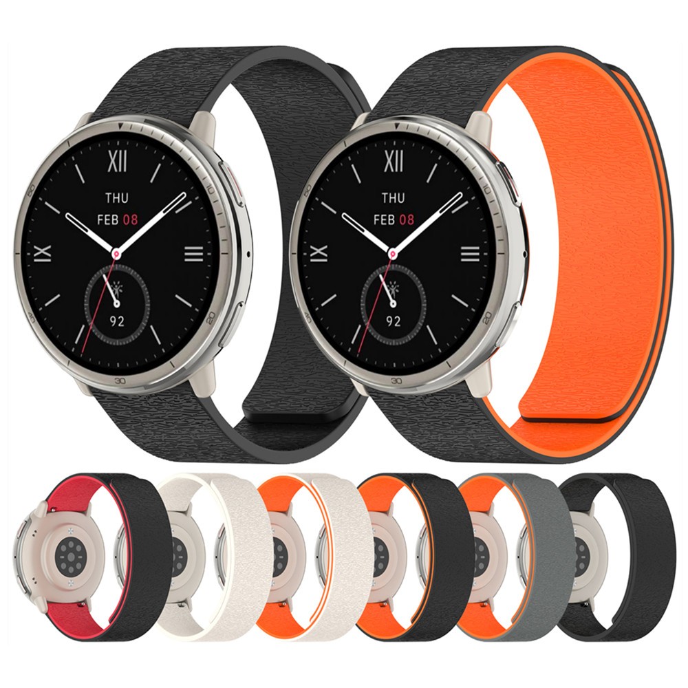 20 มม.Universal Dual สีสายนาฬิกาซิลิโคนสําหรับ Huami Amazfit Active2 Square / Active 2 Cloud Wooden grain magnetic Watchband