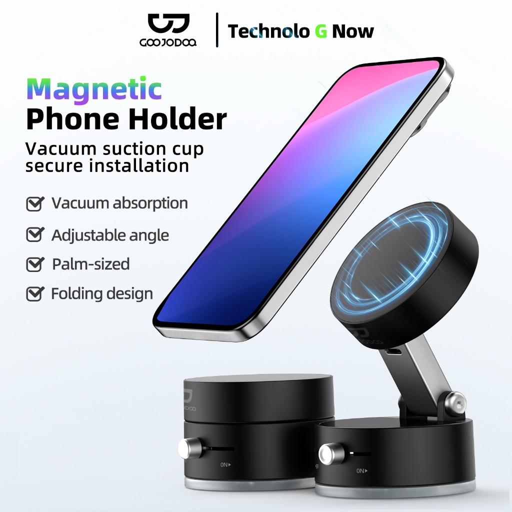 GOOJODOQ ตัดออก ที่วางโทรศัพท์แบบพับได้การติดตั้งแบบสลับสองทางแม่เหล็กที่แข็งแกร่งและการดูดซับสูญญากาศไม่มีร่องรอย