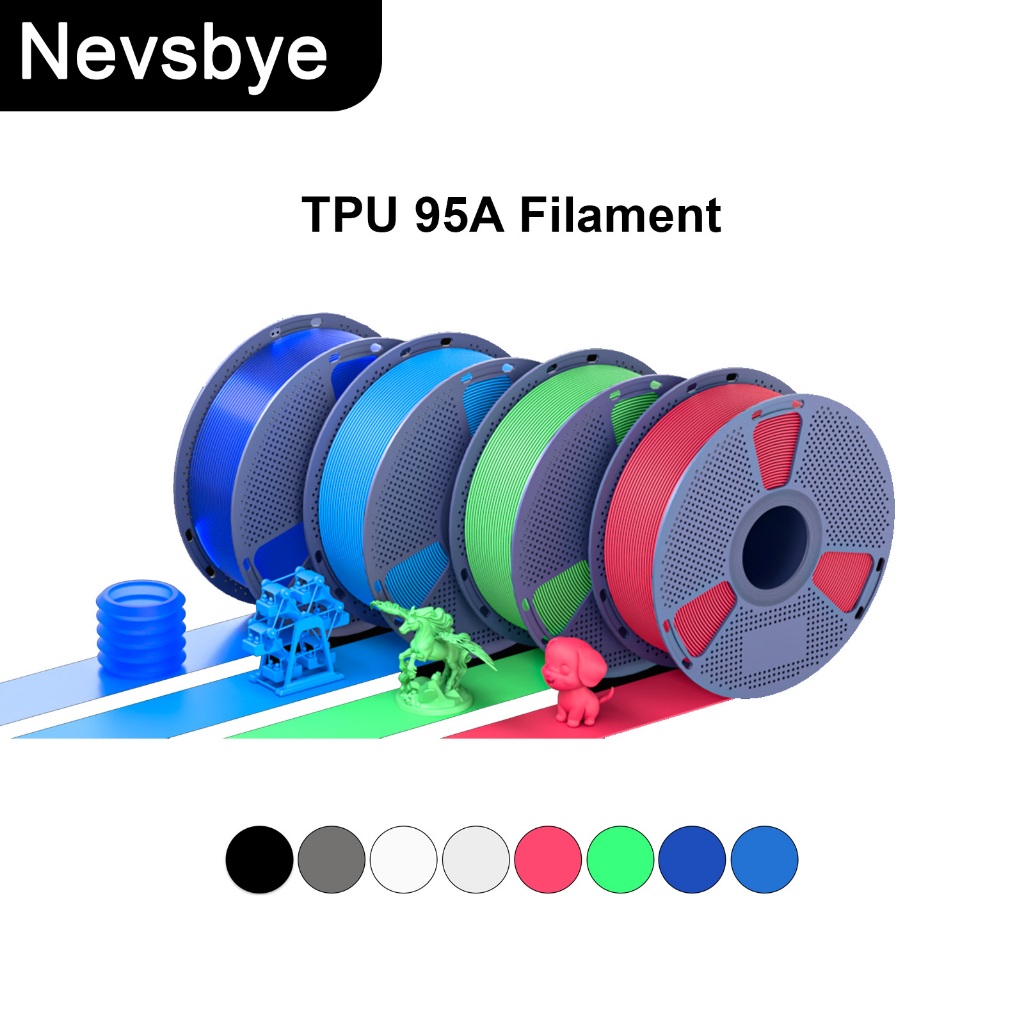 เส้นพลาสติกพิมพ์ 3D Filament TPU 95A 1Kg เส้นพลาสติกยืดหยุ่นสูง แข็งแรงทนทาน ป้องกันความชื้น