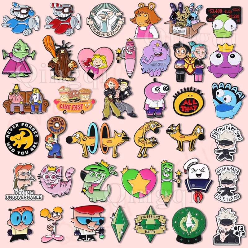 เข็มกลัดการ์ตูนน่ารัก 90s อารมณ์อะนิเมะ สำหรับกระเป๋าเป้และเครื่องประดับ พร้อมให้เป็นของขวัญสำหรับเพ