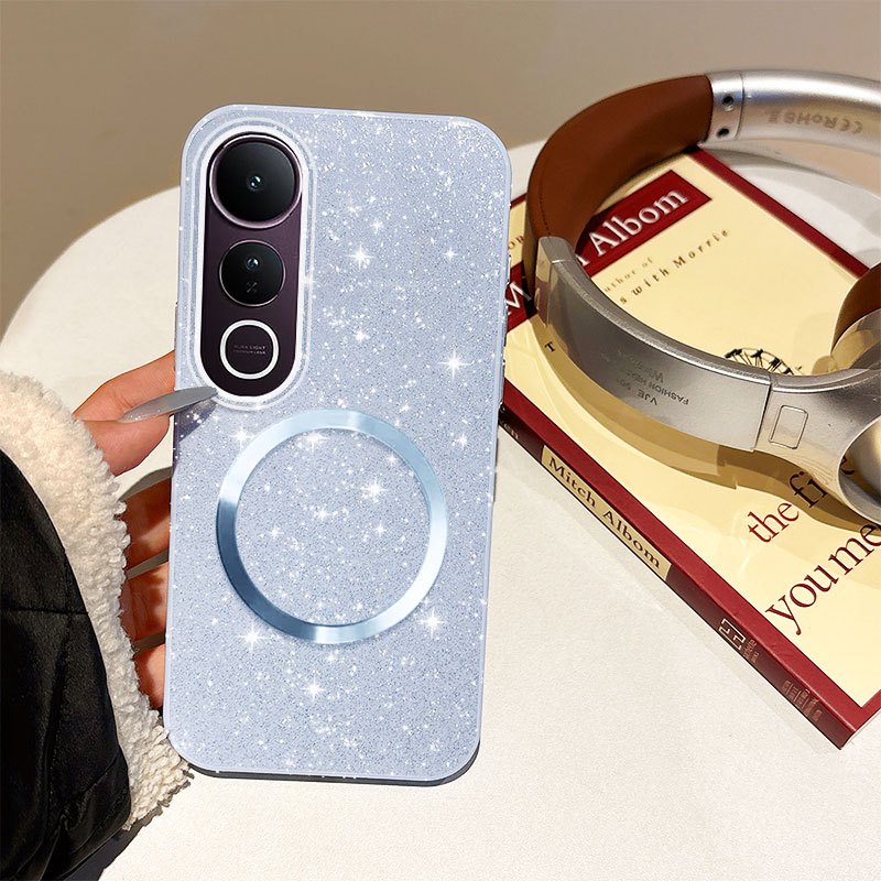 YBD เคสโทรศัพท์แม่เหล็กสําหรับVivo V60 Lite Y200 Y300 V50 Lite V50E 5G V40 Lite 5G Fineวงกลมไร้สายชาร์จGalaxy Flash Powder