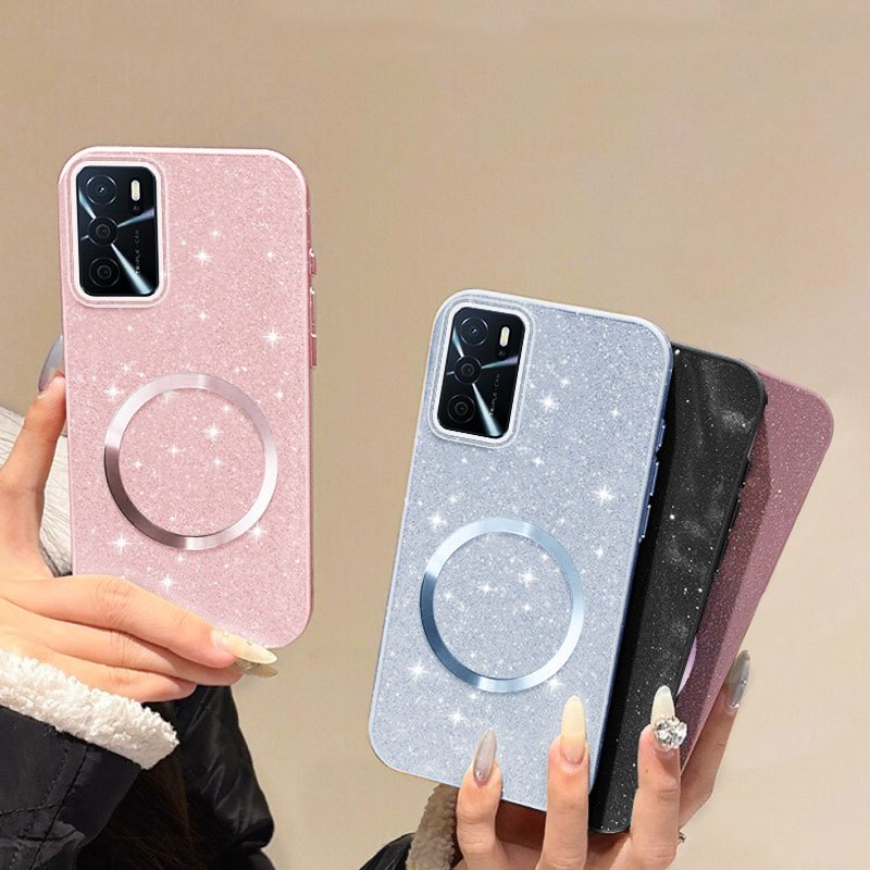 YBD เคสโทรศัพท์แม่เหล็กสําหรับOPPO A55 A56 A54 A53S 4G 5G A16S A16 A54S 4G Fine Circleชาร์จไร้สายGalaxy Flash Powder