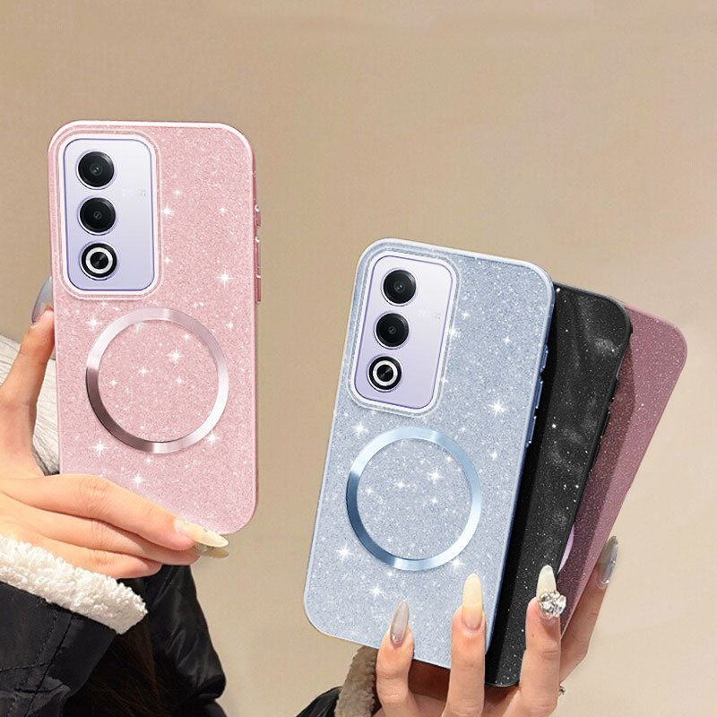 YBD เคสโทรศัพท์แม่เหล็กสําหรับOPPO A5 A5i Pro 5G 4G A3 Pro 5G Fine Circleชาร์จไร้สายGalaxy Flash Powder