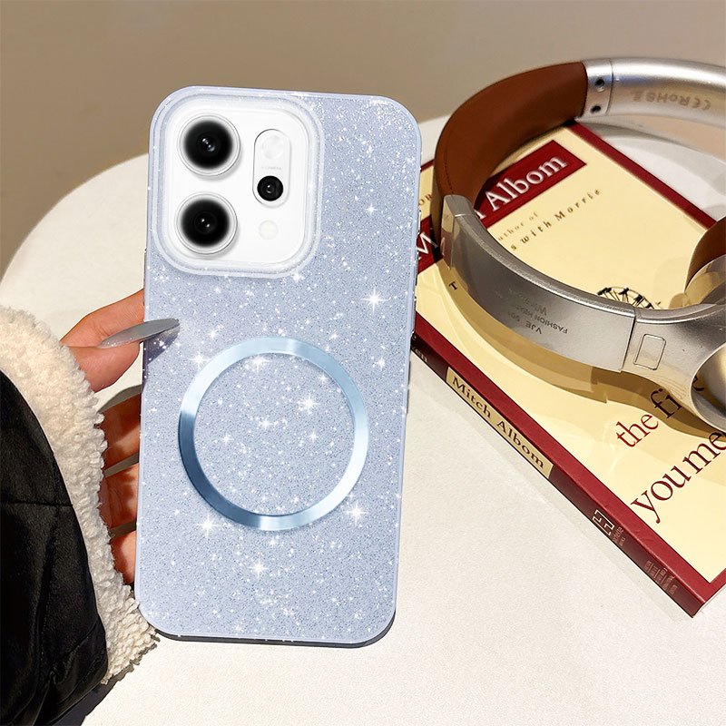 YBD เคสโทรศัพท์แม่เหล็กสําหรับOPPO Reno 14 Pro Reno 14F 5G Fine Circleชาร์จไร้สายGalaxy Flash Powder
