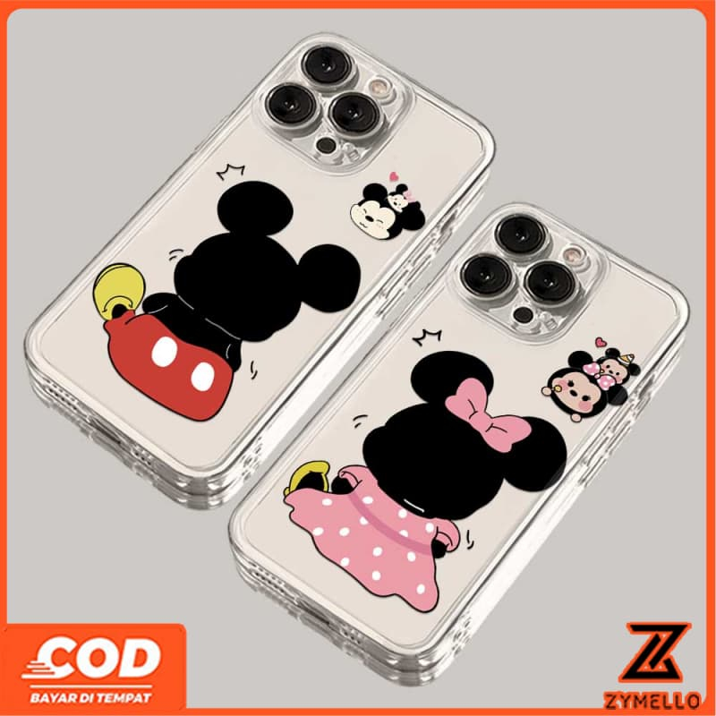 สําหรับ OPPO Reno 14F Reno 13F Reno 13 Pro Reno12 F Reno 11F Reno 10 Reno 8Z Reno 7Z Reno 8T Reno5 Reno4 Reno6z Hollow กลับ Mickey และ Minnie กันกระแทก TPU โทรศัพท์มือถือกรณี