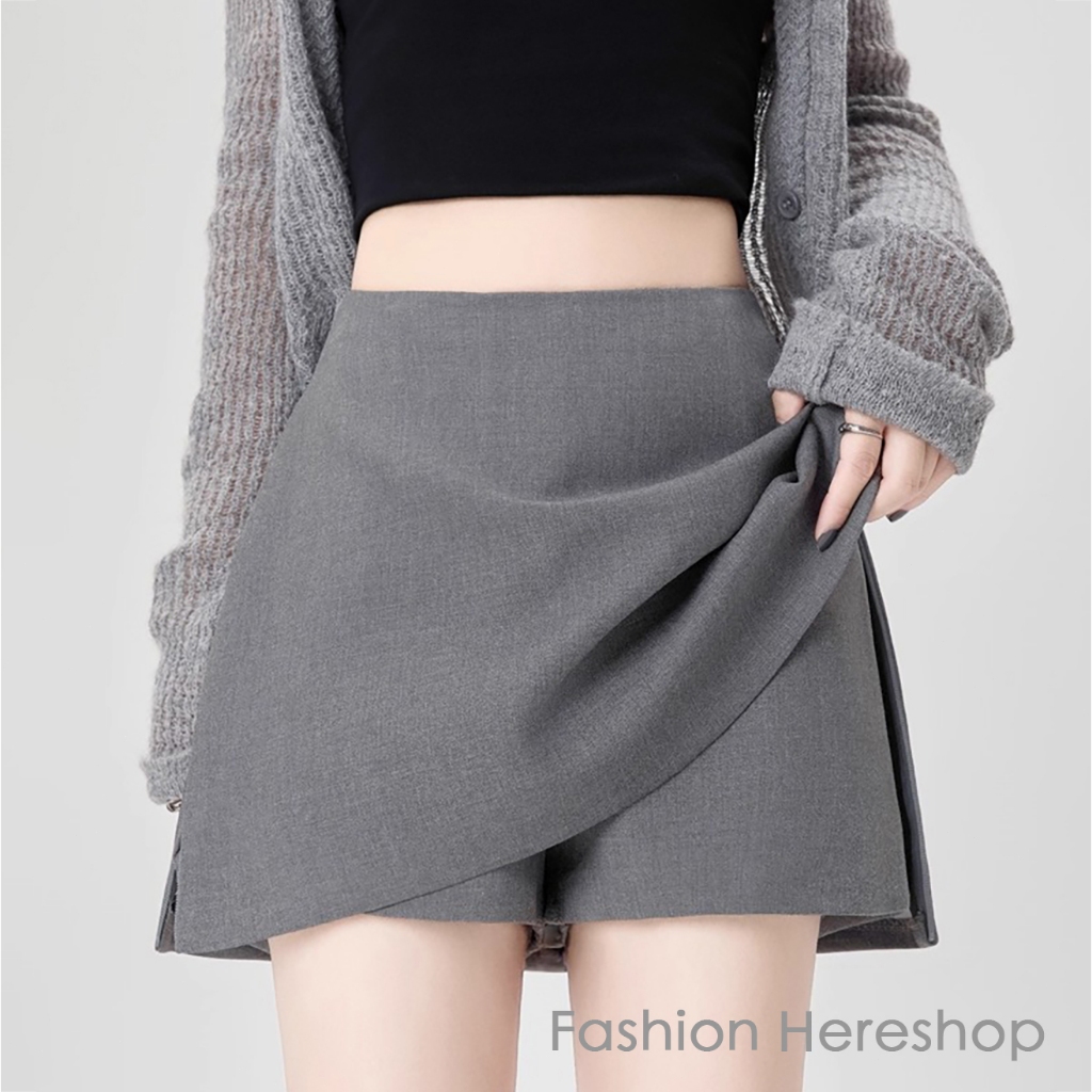 กระโปรงสั้น กระโปรงทรงเอ ผ่าหน้า มีซับในเป็นกางเกง ผ้านุ่มลื่น ใส่สบาย สไตล์เกาหลี