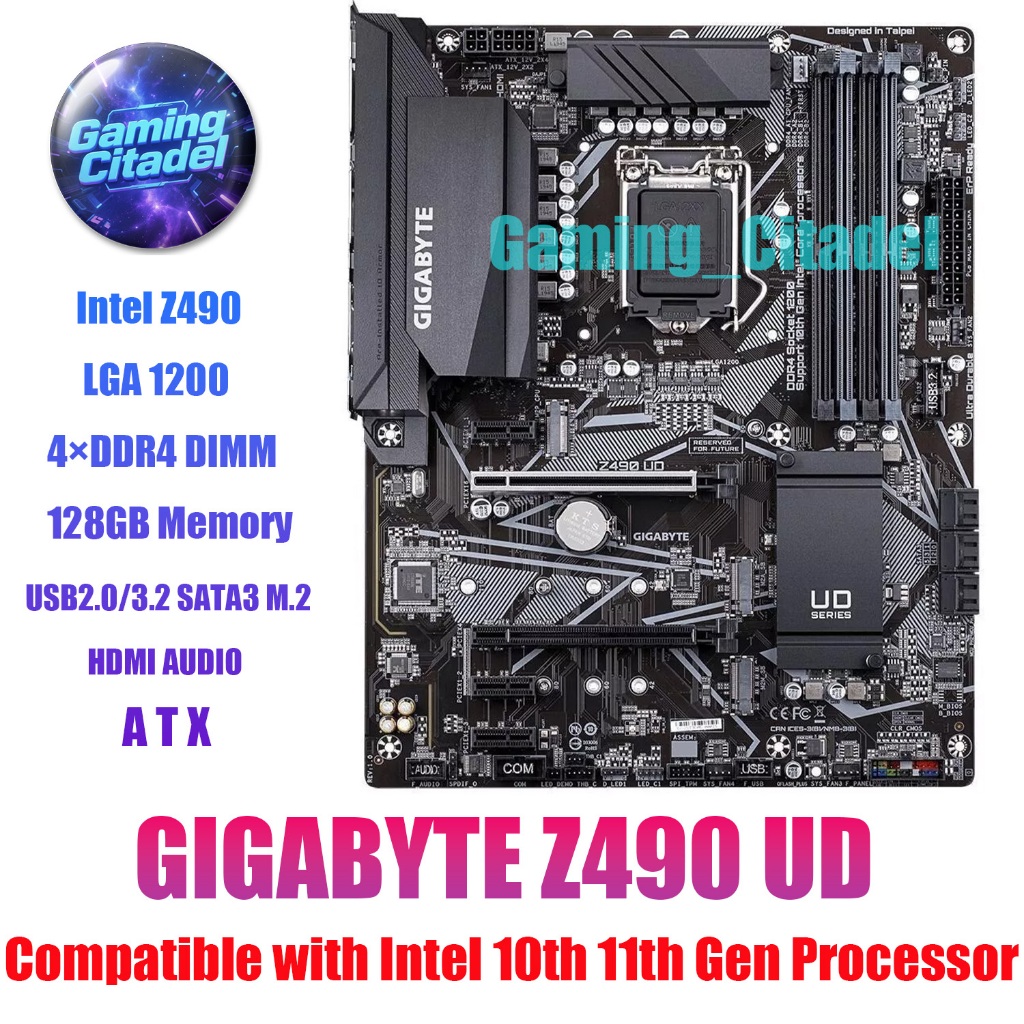 ใช้เมนบอร์ด GIGABYTE Z490 UD DDR4 LGA 1200 เข้ากันได้กับโปรเซสเซอร์ Intel 10th 11th Gen ผ่านการทดสอบ