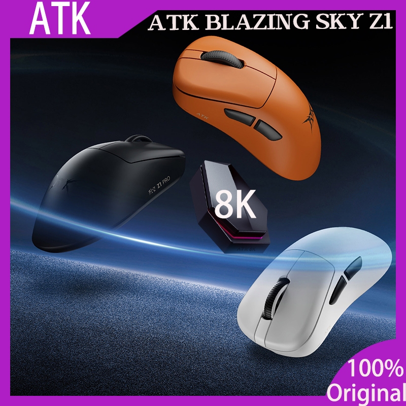 ATK Blazing Sky Z1 ATK Z1 เมาส์สําหรับเล่นเกมไร้สายน้ําหนักเบา Paw3950 8K Polling Rate เมาส์แล็ปท็อป