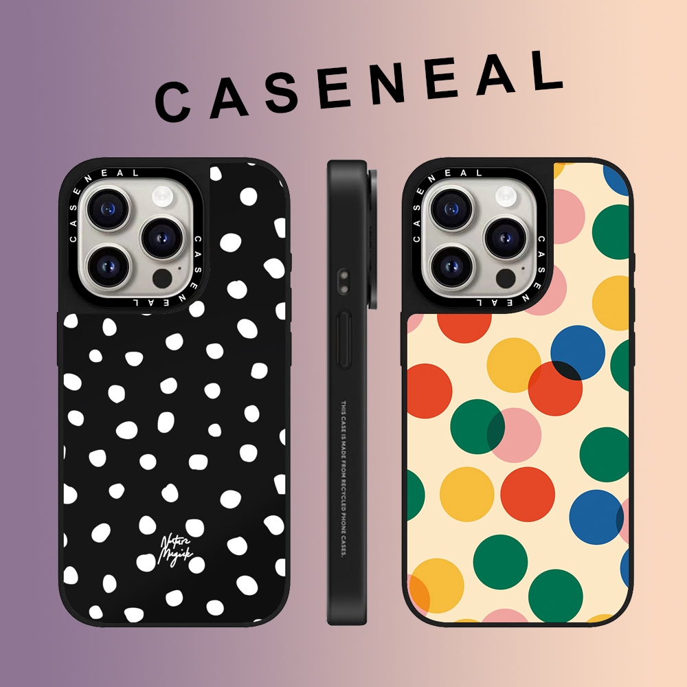 CASENEAL สีจุดคลื่นกระจกใบหน้าเคสโทรศัพท์สําหรับiPhone 17 Air 16 Pro Max 15 Plus 14 ProMax 13 12Pro 11 โทรศัพท์กันกระแทกขอบนุ่มฮาร์ดป้องกันกรณี