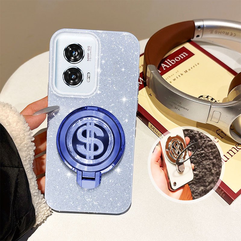 YBD เคสโทรศัพท์สําหรับ Motorola Edge 50 Ultra Edge 50 Fusion Edge 50 Pro หมุน USD Bracket Glitter Ha