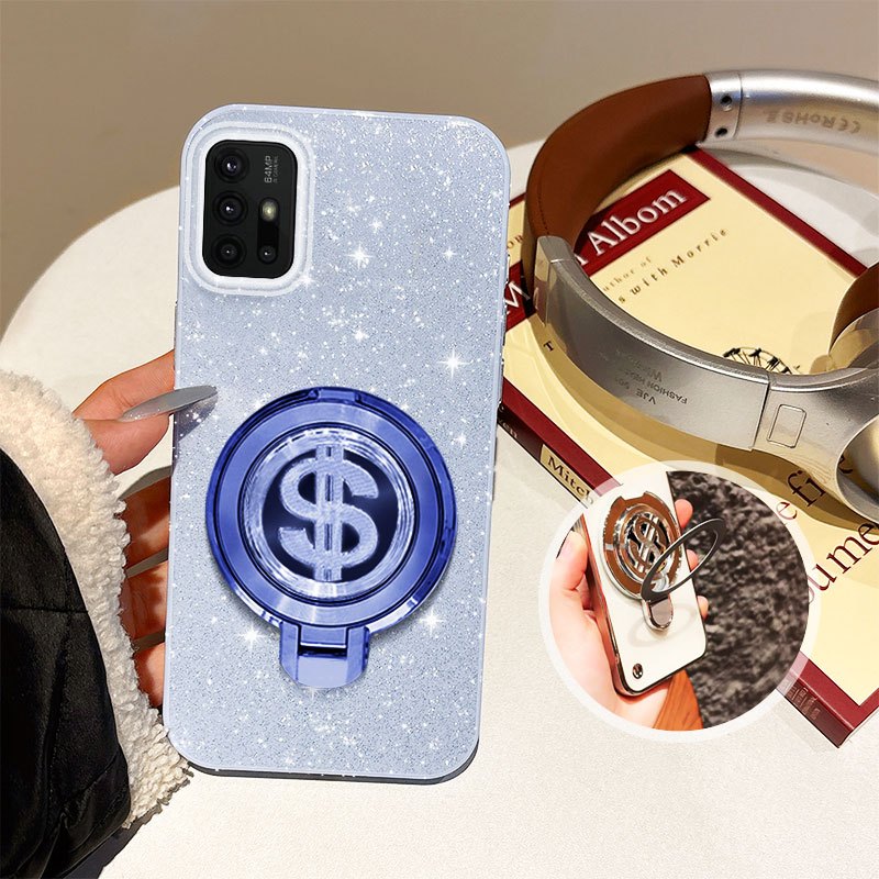YBD เคสโทรศัพท์สําหรับ Motorola Moto G30 G20 G10 Power G34 G45 G35 หมุน USD วงเล็บ Glitter Hard Shel