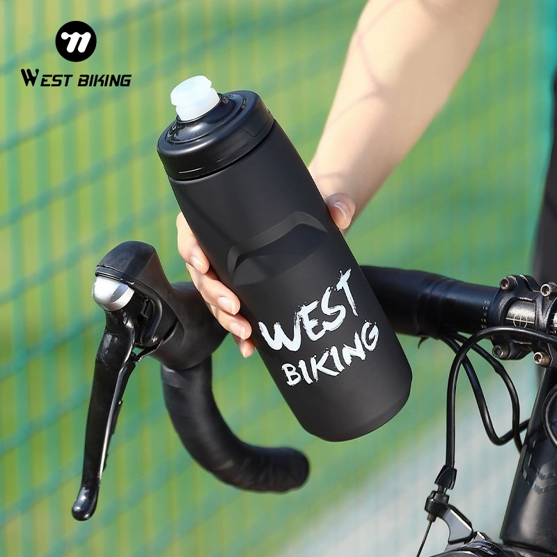 WEST BIKING ขวดน้ําจักรยานแบบพกพา 620-750ml ความจุขนาดใหญ่จักรยานเสือภูเขาจักรยานกีฬารั่วหัวฉีดขวดน้ํา