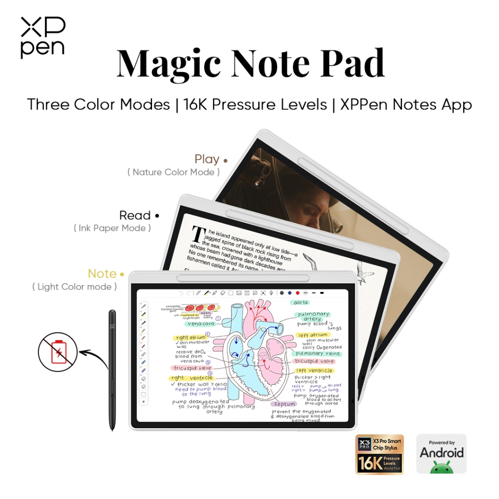 XPPen Magic Note Pad 11 นิ้ว World-first 3-in-1 Color Note Pad 128GB E Note E Reader ระบบ Android