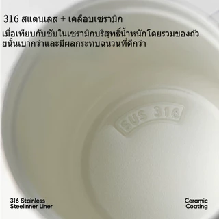 【LUCKY】CHUNLIN ถ้วยกาแฟเคลือบเซรามิก 316 แก้วเก็บความร้อนสแตนเลสพร้อมสายรัดถ้วยพกพา 330มล