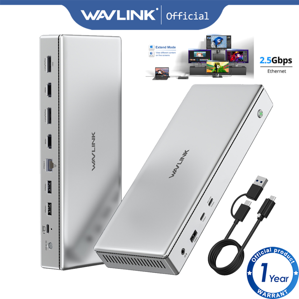 Wavlink DL7400 Displaylink Universal Docking Station Quad Display 4K DP และ HDMI 120HZ 2.5G LAN (WL-