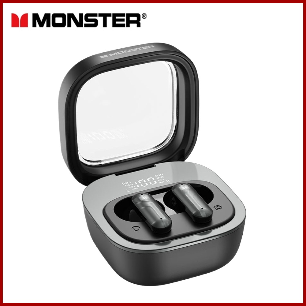 Monster W50 หูฟังบลูทูธ Bluetooth 6.0 ลดเสียง การโทรแบบ HD จอแสดงระดับแบตเตอรี่ กันน้ำ หูฟังไร้สาย พร้อมไมโครโฟน