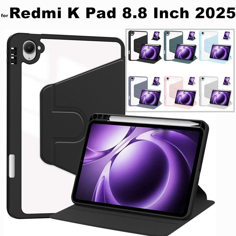 for Xiaomi Redmi K Pad KPad 8.8 Inch 2025 360 Rotation Stand Flip Leather Magnetic Case With Pen Slo