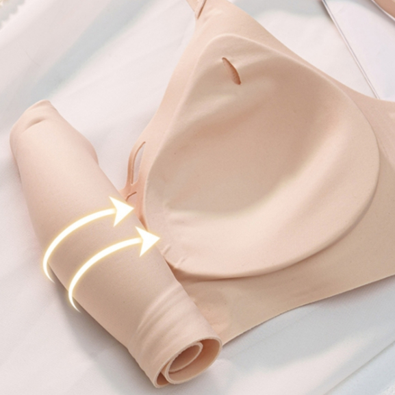 Umi บราไร้รอยต่อ ปีกข้างเจลลี่ เก็บอกด้านข้าง ดันชิดและยกกระชับ แนบชิดหน้าอก รองรับใต้อกนุ่มนวล ดีไซน์เจาะรู นุ่มสบาย ระบายอากาศ ไม่อับชื้น - รูปที่ 2