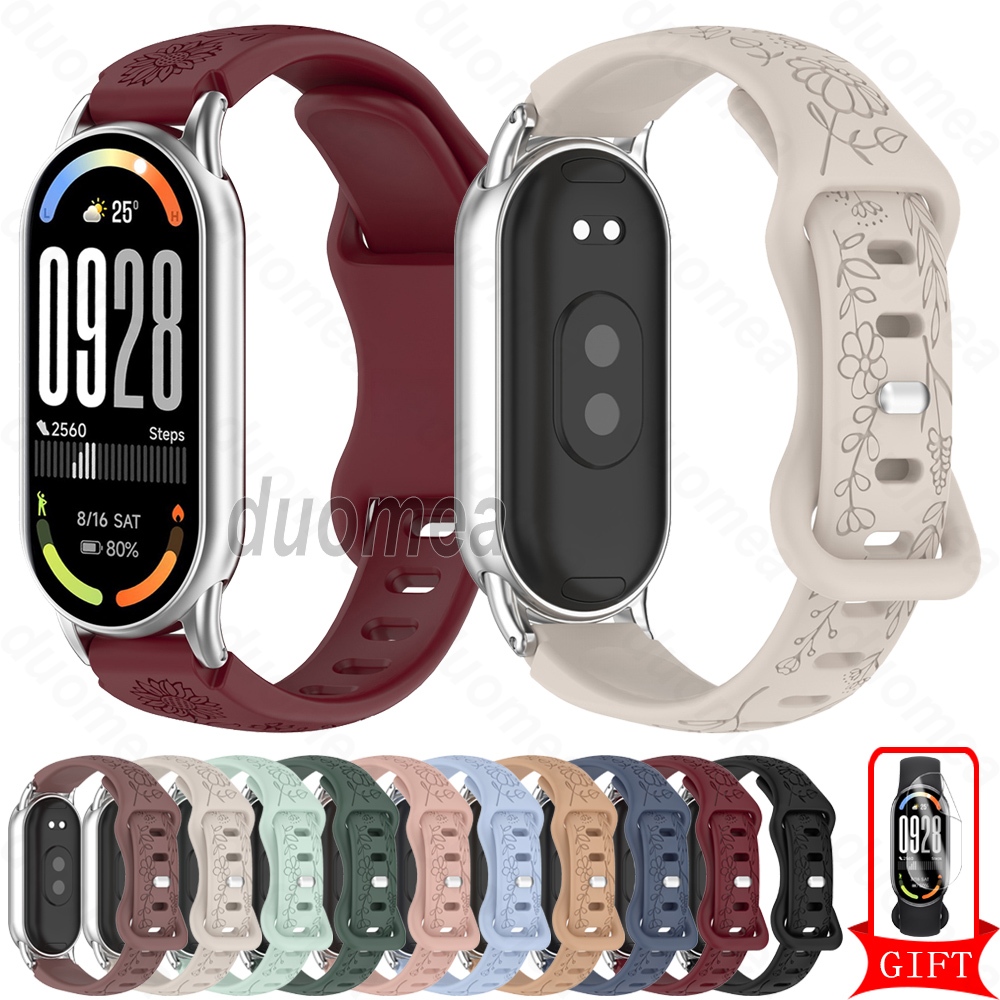 สายรัดซิลิโคนนูนสร้อยข้อมืออุปกรณ์เสริมสําหรับ Xiaomi Smart Band 10 9 8 / Mi Band 10 Ceramic Edition