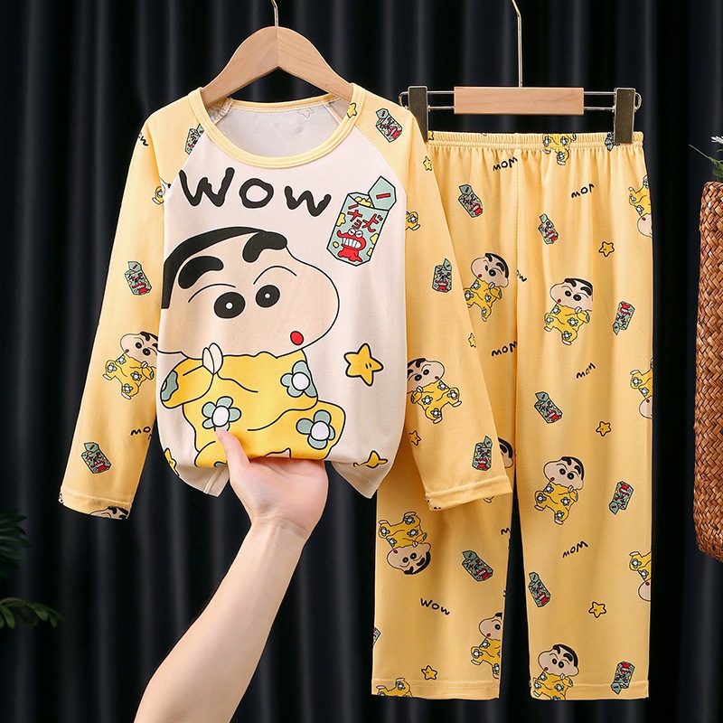 👉ชุดนอนเด็กเซตแขนยาวขายาว ลายสุดคิ้วท์ ชุดนอนหน้าหนาว ชุดนอนห้องแอร์ Children's pajamas【LittleStar6】