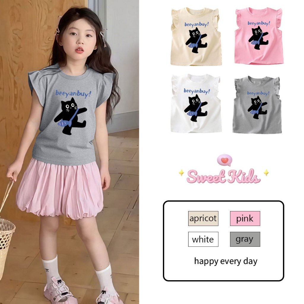 SweetKids พร้อมส่งจากกทม🌸เสื้อยืดเด็กผู้หญิง🍓คอกลมเด็กแขนสั้น ผ้านุ่มสบาย พิมพ์น่ารัก เสื้อผ้าฤดูร้อน สไตล์เกาหลี ระบายอากาศได้