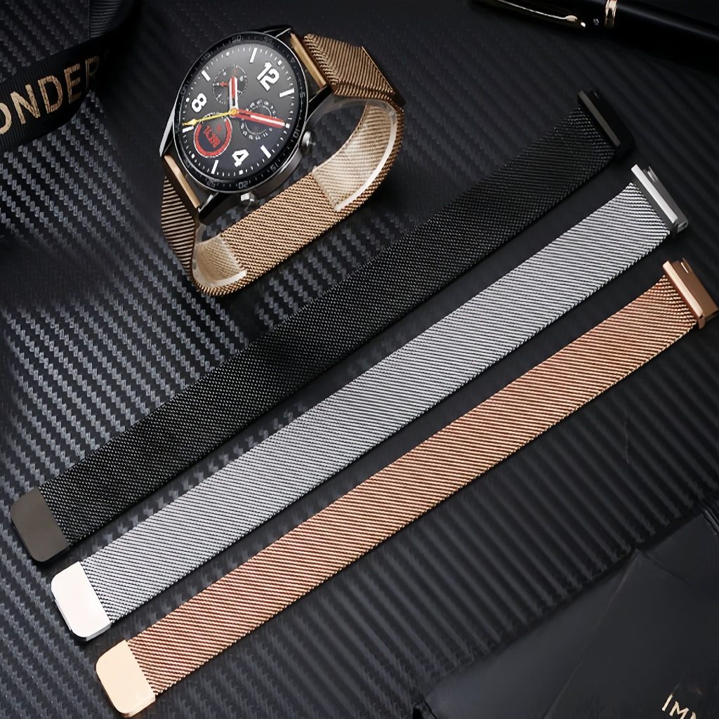 แม่เหล็กสแตนเลส 22mm 20mm 18mm สายคล้องคอกันน้ํากีฬาสําหรับ Garmin Samsung Huawei นาฬิกา