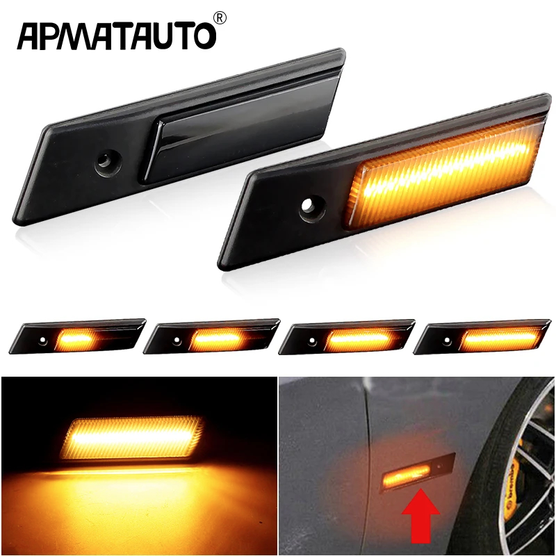 2 ชิ้น LED กระพริบตามลําดับไดนามิกไฟเลี้ยวด้านข้างสําหรับ BMW 3 5 7 Series E30 E32 E34 E36 M3 M5