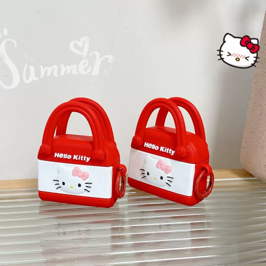 สําหรับ airpods pro 2 case กระเป๋าถือ Hello Kitty สีแดง airpods gen 1 2 3 4 cover ราคา ถูกที่สุด ดีลบีเคเค รูปภาพหลัก