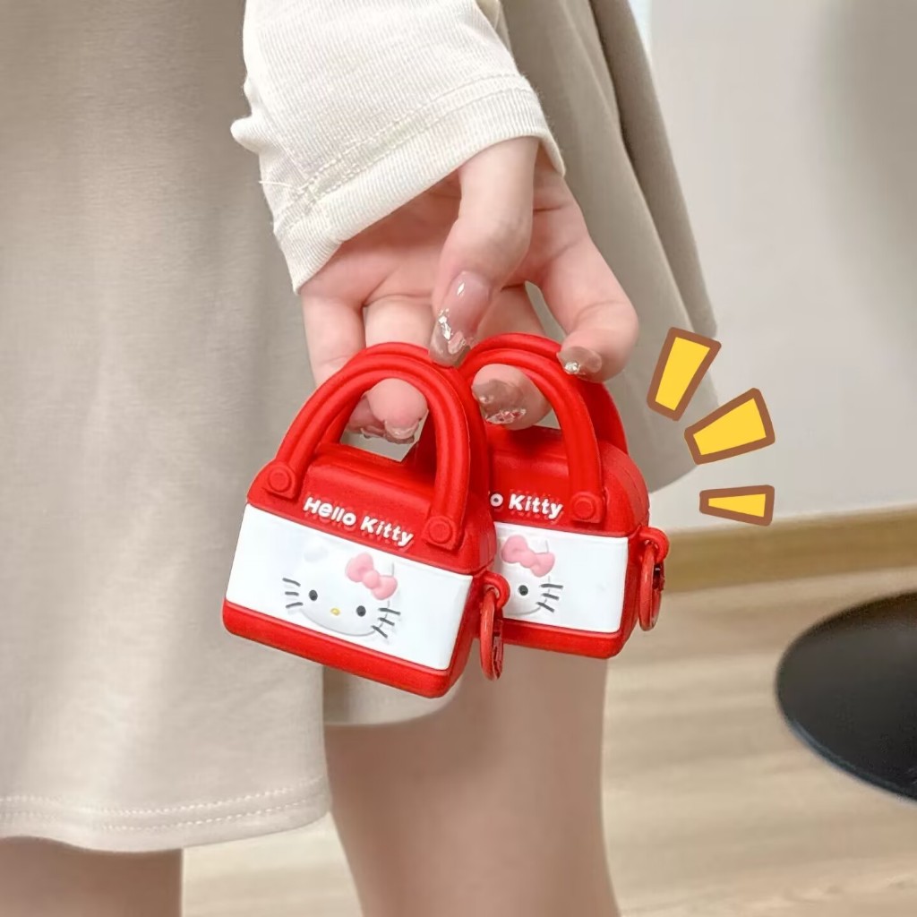 สําหรับ airpods pro 2 case กระเป๋าถือ Hello Kitty สีแดง airpods gen 1 2 3 4 cover ราคา ถูกที่สุด ดีลบีเคเค แกลเลอรีภาพที่ 2