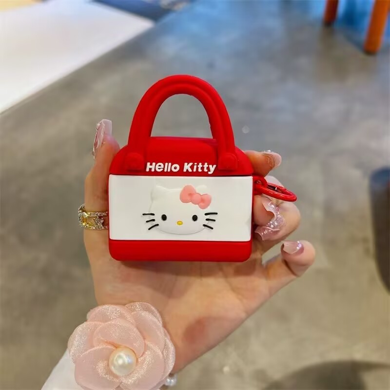 สําหรับ airpods pro 2 case กระเป๋าถือ Hello Kitty สีแดง airpods gen 1 2 3 4 cover ราคา ถูกที่สุด ดีลบีเคเค แกลเลอรีภาพที่ 9