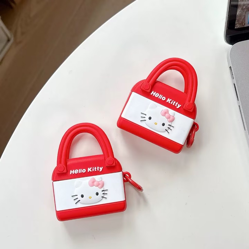 สําหรับ airpods pro 2 case กระเป๋าถือ Hello Kitty สีแดง airpods gen 1 2 3 4 cover ราคา ถูกที่สุด ดีลบีเคเค แกลเลอรีภาพที่ 3