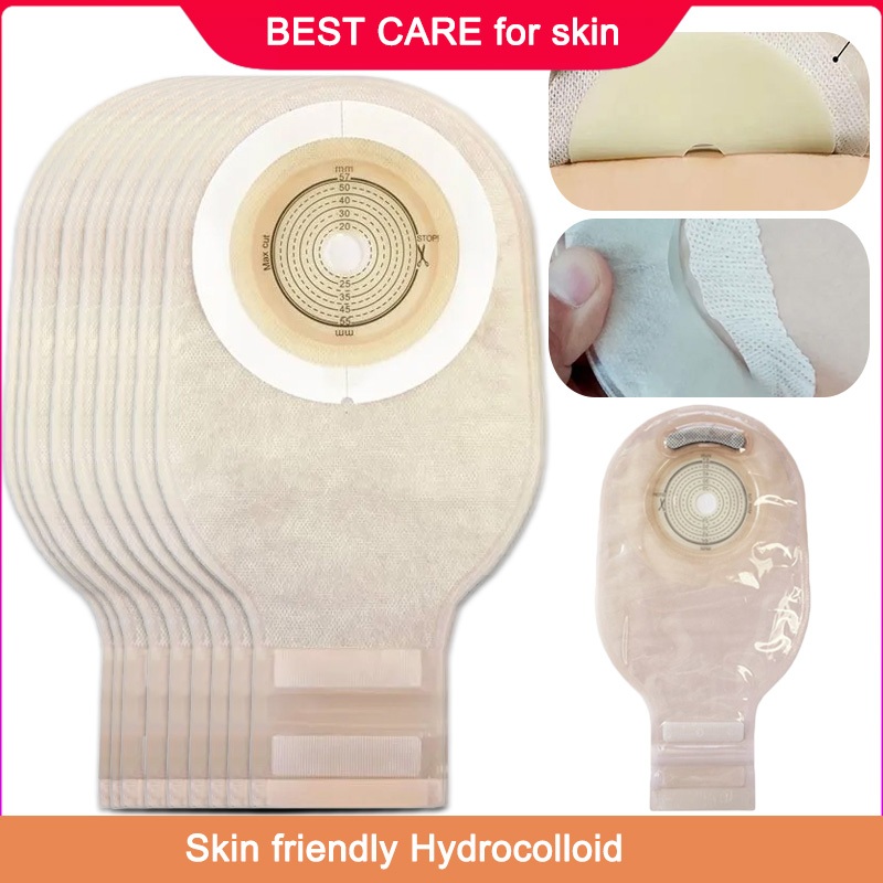 Xinkangning double-layer 10pcs Cut-to 15-57mm One-single System Ostomy กระเป๋าสีผิว Drainable กระเป๋า Coostomy กระเป๋าพร้อมคลิป