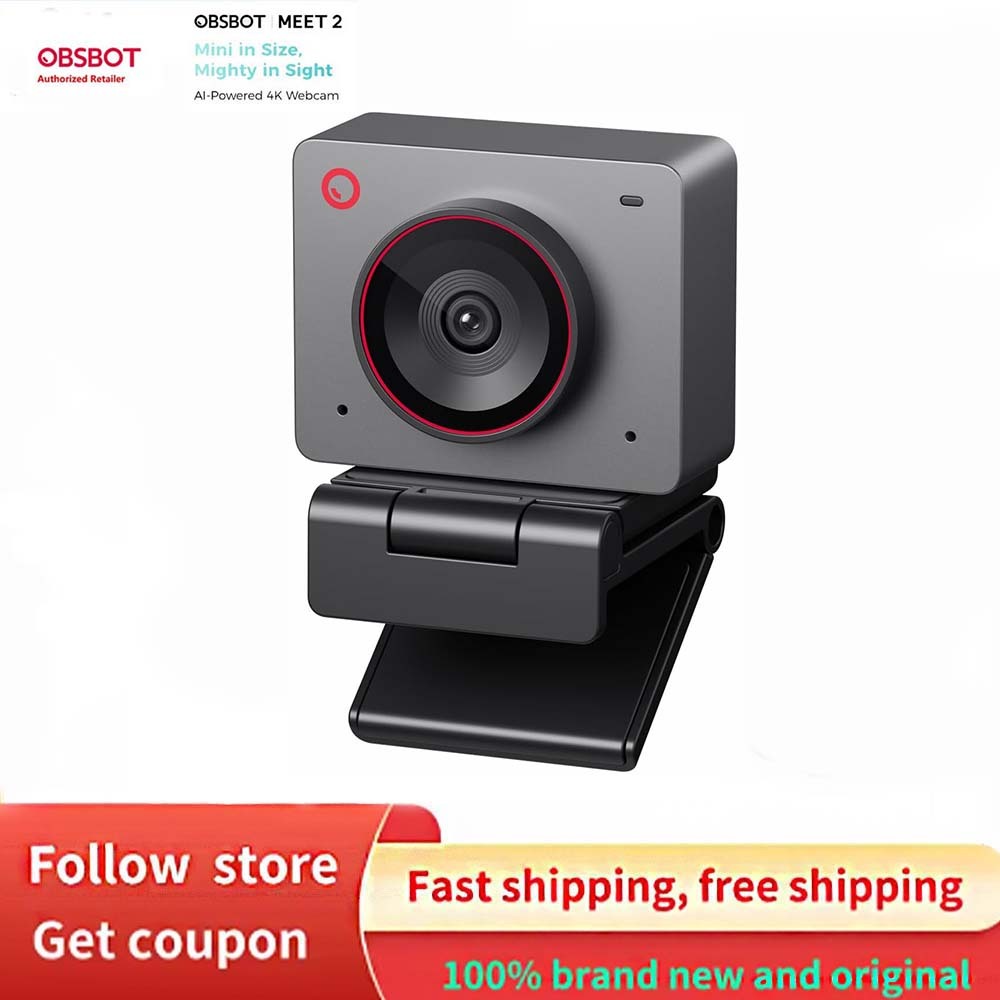 OBSBOT Meet 2 AI-Powered 4K Webcam Dual omni-directional Microphone พร้อมลดเสียงรบกวนและควบคุมกําไรอ