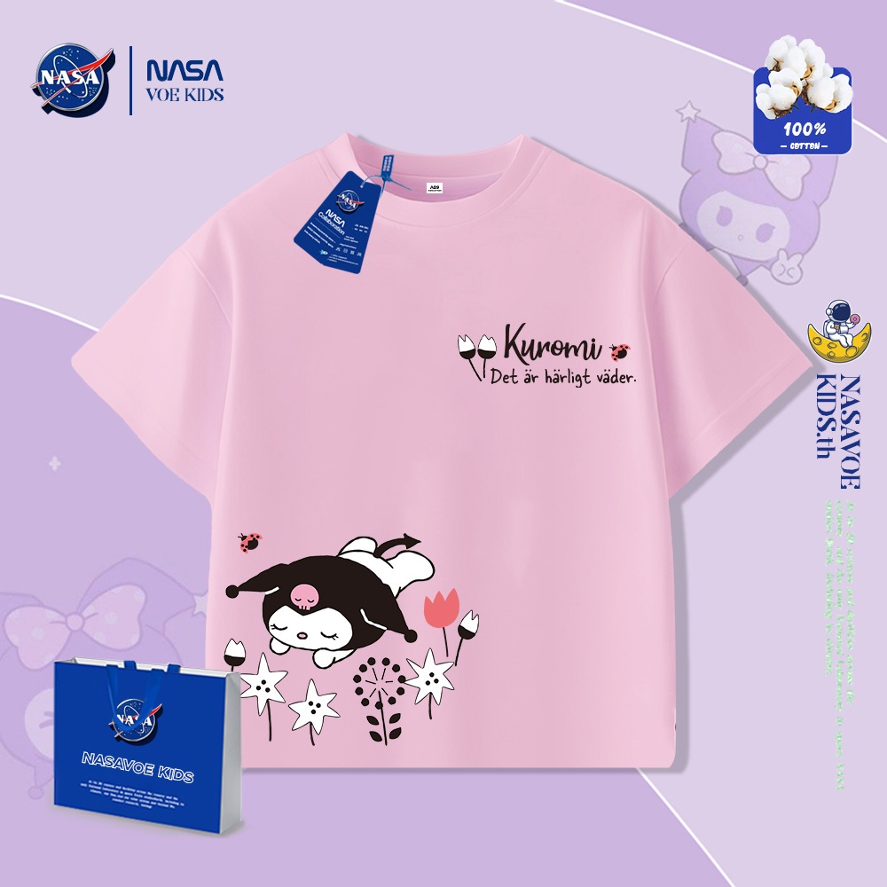 NASAVOEBABY Girls Kuromi Short Sleeve Cotton Top - Cute Cartoon Summer Fashion