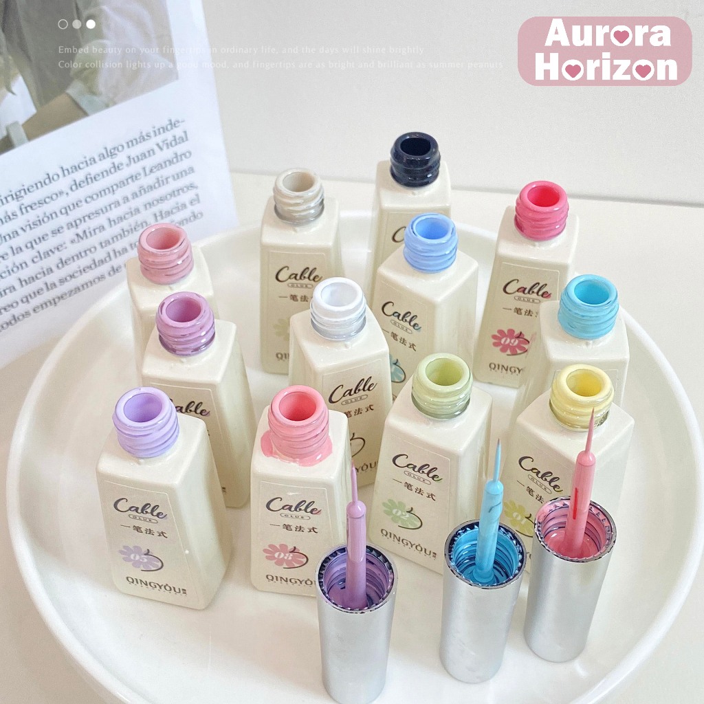 พร้อมส่งในกรุงเทพฯ  เจลลายเส้นมาคารอง  QINGYOU  1 ชุด12 สี  ใช้ง่ายทุกลาย 12 สีสุดน่ารักทั้งเพ้นท์เล