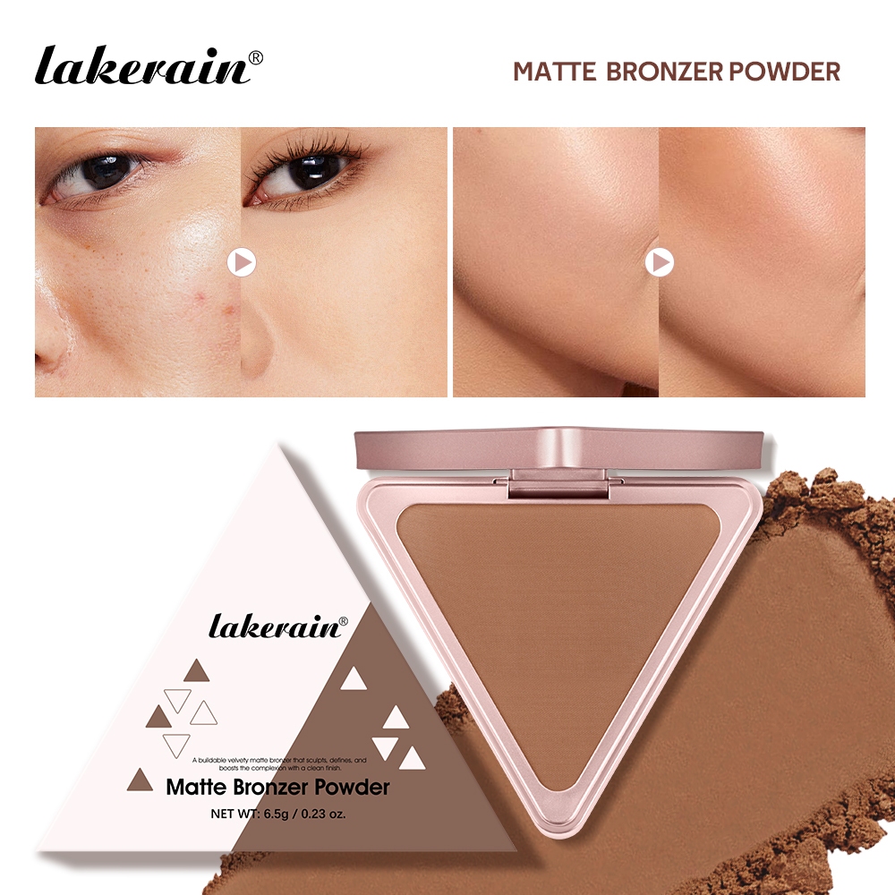 Lakerain Matte Bronzer Powder สีเดียว Bronzer Contour Palette Face Shading Grooming Powder Lasting Matte Nose Shadow Highlight Blush Face แต่งหน้า