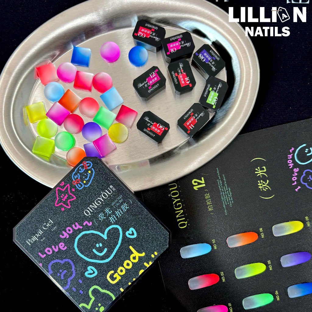พร้อมส่งในไทย  QINGYOU 12 สี  สีไล่เฉด  สีเจลสไตล์เกาหลี ยาทาเล็บ เล็บเจล Solid Pat Gel 12-square series  กาวทาสี ยาทาเล็บสีทึบ