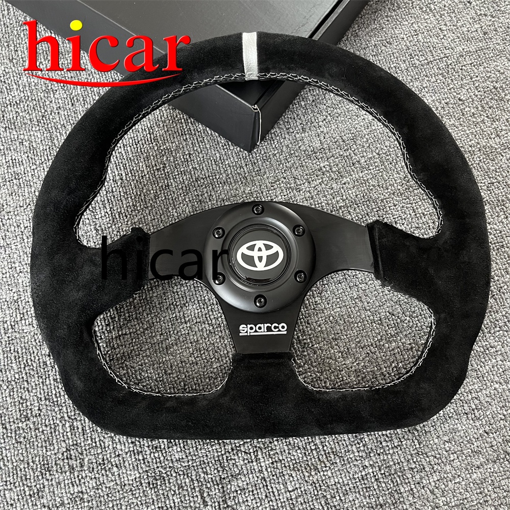 13 นิ้ว 320 มม. SPC D-shaped Suede/หนังกีฬาพวงมาลัยสําหรับ Toyota Horn ล้อ racing พวงมาลัย