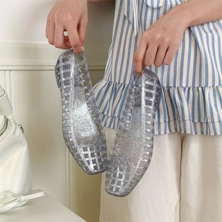 XIXITIAO รองเท้าเดี่ยวสุภาพสตรีสแควร์ Toe แบน Creative Hollow ฤดูร้อน Seaside Vacation Leisure สวมใส่กลางแจ้ง