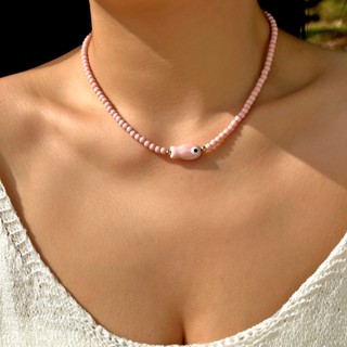 สร้อยคอน้ำหนักเบา กับลูกปัดเซรามิกปลาหินธรรมชาติ พร้อมเป็นขอ…