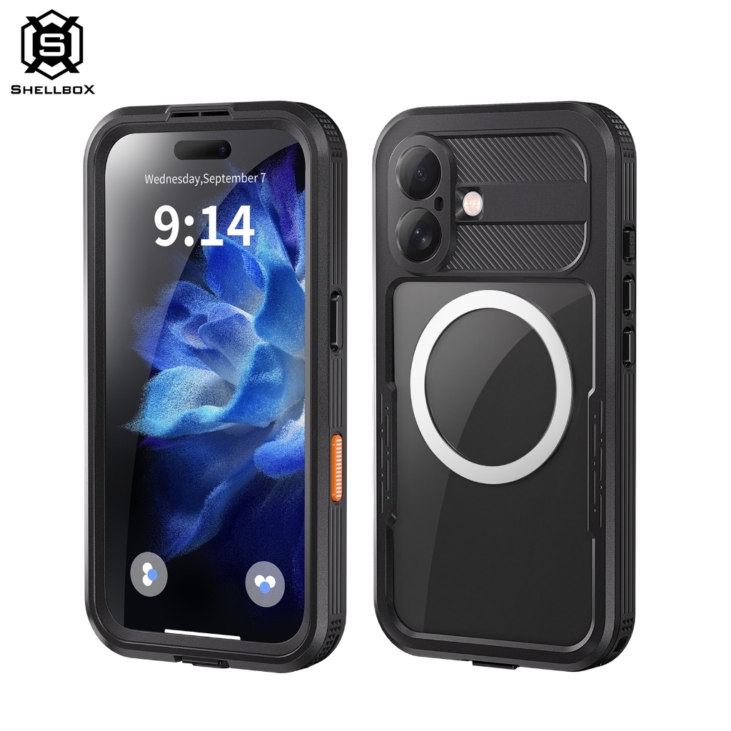 Shellbox สําหรับ iPhone 16Pro Max/Pro/Plus/16 พร้อมเคสกันน้ํา MagSafe IP68