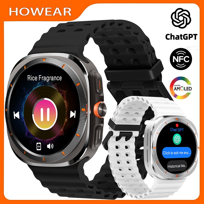 ผู้ชาย 49 มม.สมาร์ทวอทช์สมาร์ทนาฬิกาเพลงท้องถิ่น AMOLED Chat GPT NFC Bluetooth Call HW6 PRO +